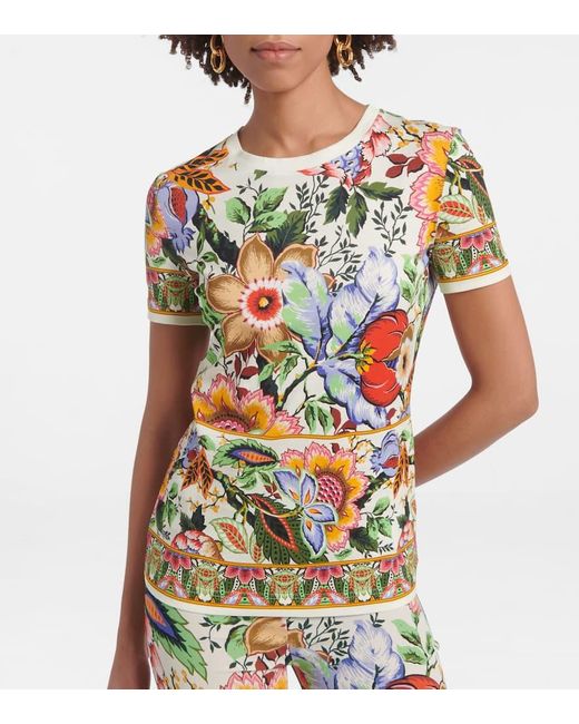 T-shirt in cotone con stampa floreale di Etro in Multicolor