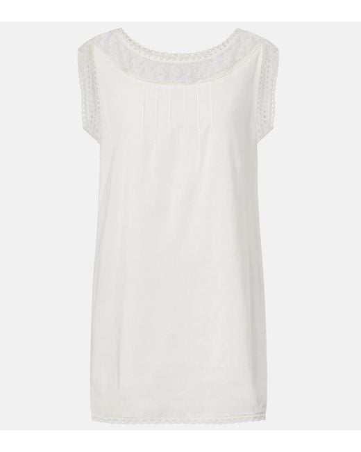 Posse White Danielle Lace-Trimmed Cotton Minidress