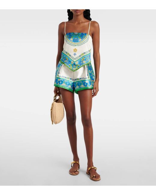 ALÉMAIS Blue Vivianna Printed High-Rise Shorts