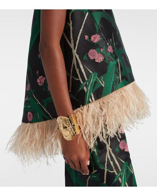 LaDoubleJ Green Top La Scala Aus Jacquard Mit Federn
