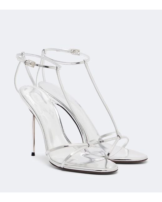 Paris Texas White Lidia Metallic Patent Leather Sandals