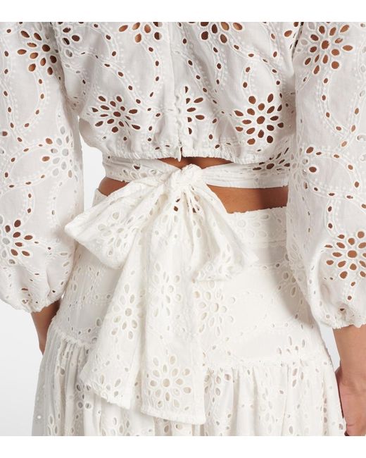 Alexandra Miro White Broderie Anglaise Cotton Crop Top