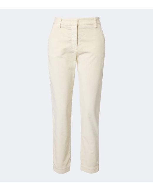 Eleventy Natural New York Cotton-Blend Tapered Pants