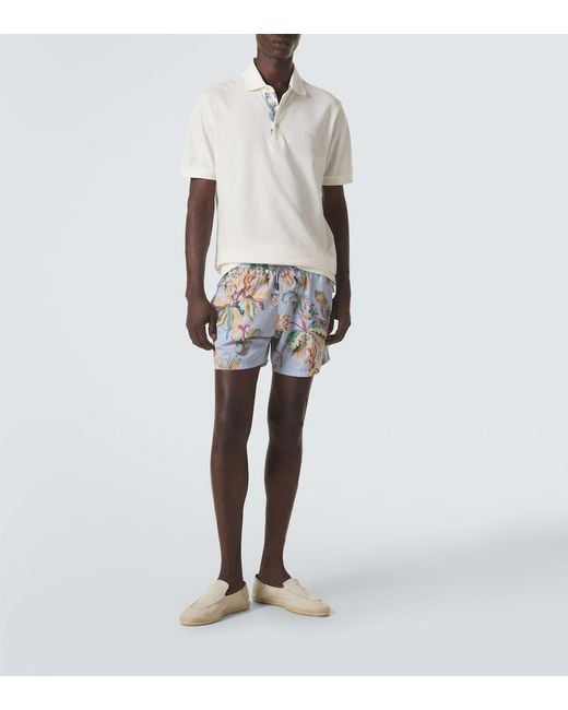 Etro White Pegaso Cotton Pique Polo Shirt for men