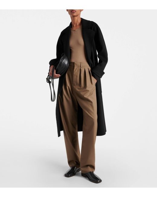 Lemaire Brown High-rise Wool-blend Straight Pants