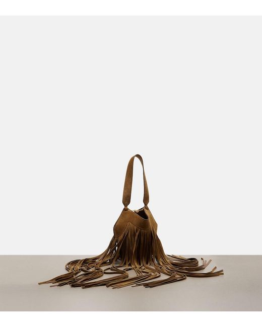 Khaite Metallic Lotus Nano Fringed Suede Tote Bag