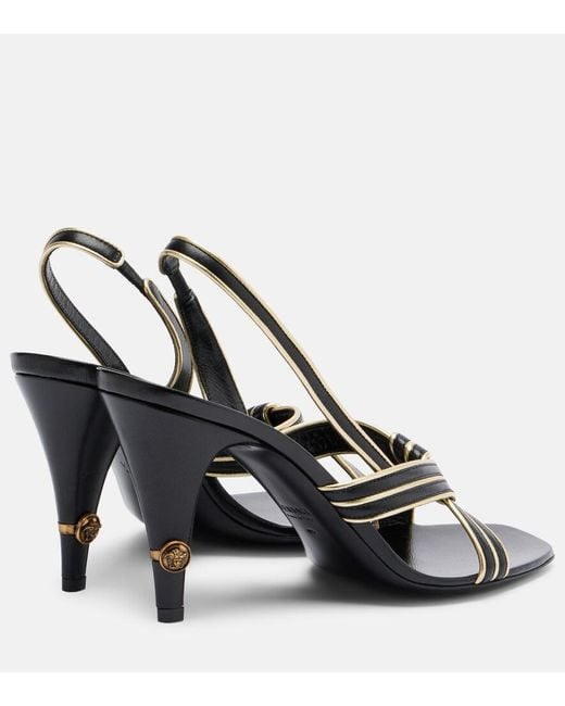 Versace Metallic Gianni Leather Slingback Sandals