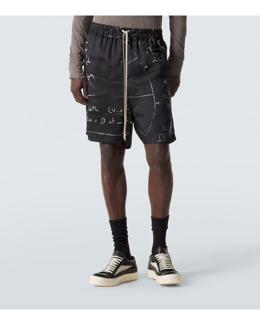 Rick Owens Black Printed Shorts for men
