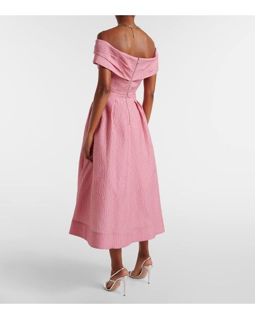 Rebecca Vallance Pink Off-Shoulder-Midikleid Adalyn Aus Brokat