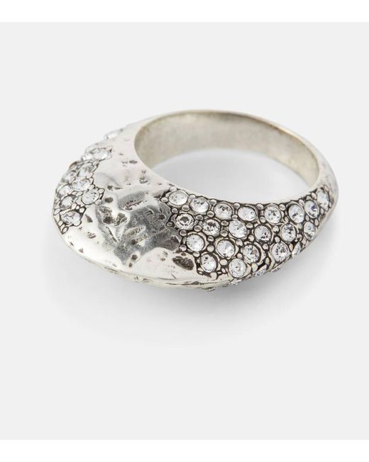Saint Laurent White Bumpy Embellished Ring