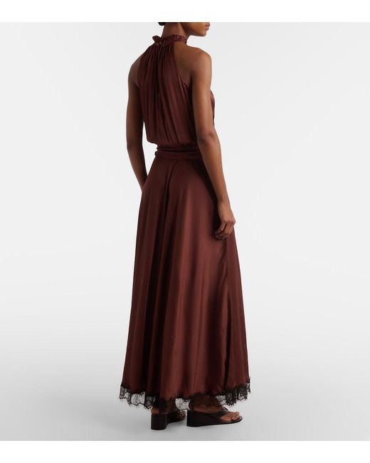 Poupette Red Nina Halterneck Satin Maxi Dress
