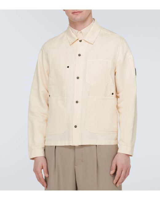 C P Company Natural Single-breasted Cotton And Linen Overshirt for men
