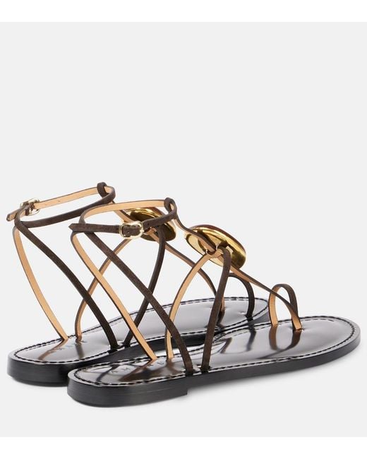 Amanu Metallic Cairo Embellished Leather Sandals