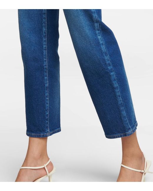 FRAME Blue Le Nouveau Mid-rise Straight Jeans