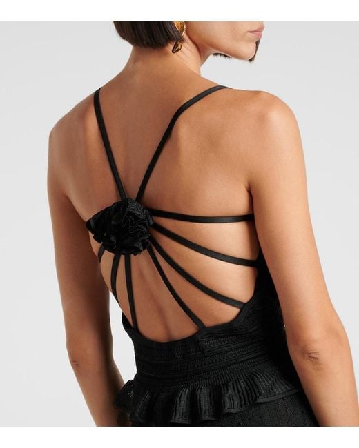 Zimmermann Black Illustration Ruffled Knitted Maxi Dress