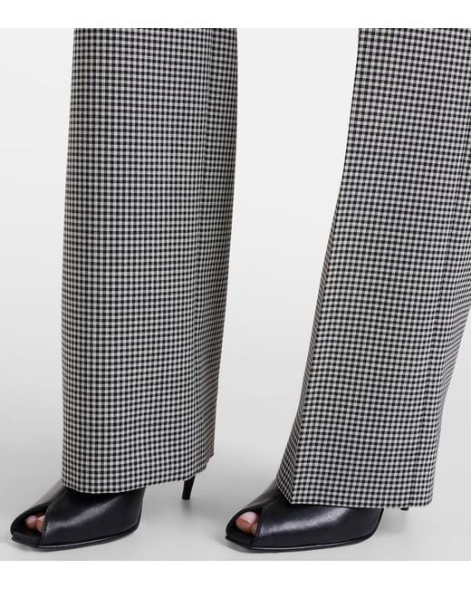 McQueen Gray Gingham Wool Wide-Leg Pants
