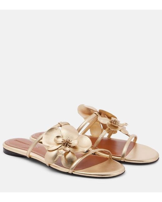 【Zimmermann】Orchid llic leather sandals Zimmermann Orchid Metallic Leather Slide Sandals | Saks