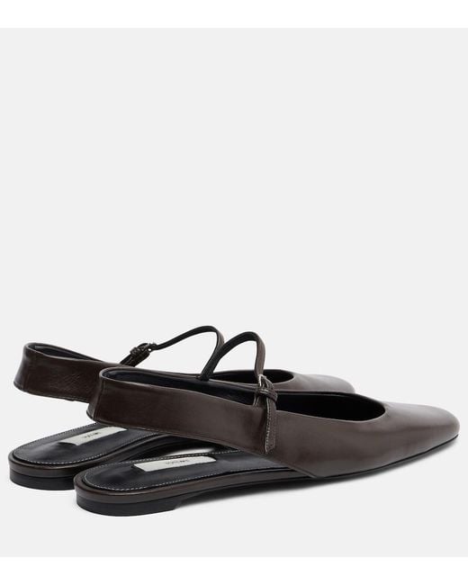 Totême Black Leather Mary Jane Flats