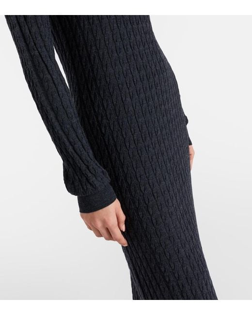 Totême  Blue Cable-Knit Wool Maxi Dress
