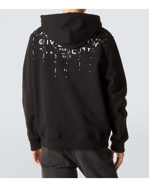Givenchy Black Logo Cotton Fleece Zip-Up Hoodie for men