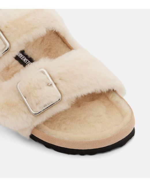 Birkenstock Natural Arizona Shearling Slides