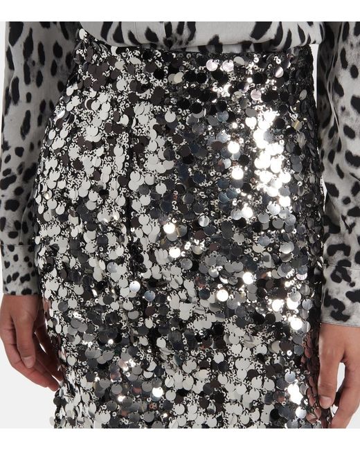 Dolce & Gabbana Metallic Sequined Pencil Skirt