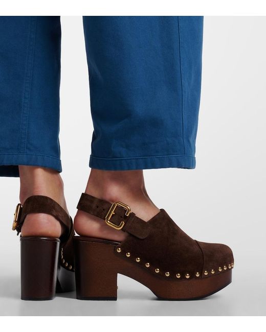 Chloé Brown Jeannette Suede Clogs