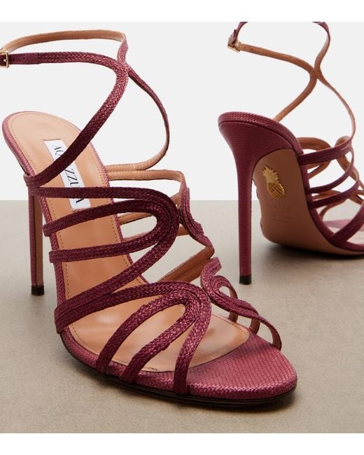 Aquazzura Red Serenade Raffia Sandals