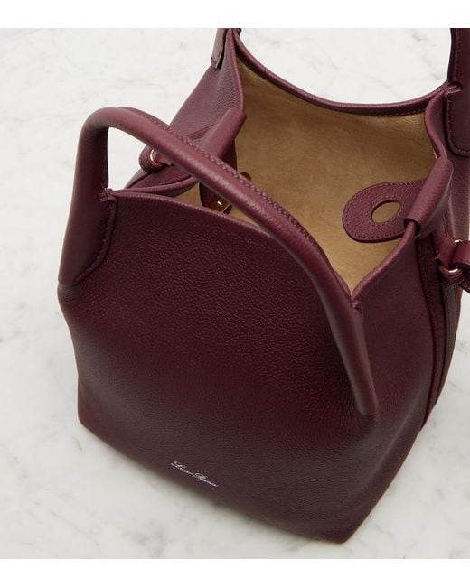Loro Piana Red Bale Small Leather Bucket Bag