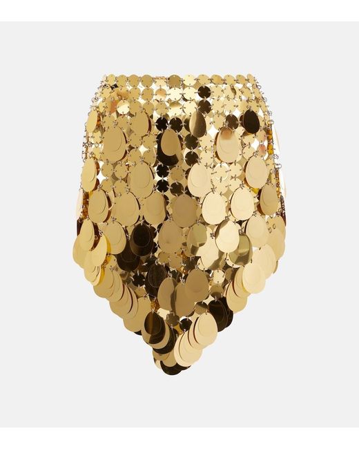 Rabanne Metallic Golden Sparkle Assembly Sequined Miniskirt
