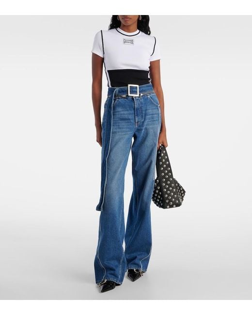 Jean Paul Gaultier White Logo Cotton-Blend Jersey T-Shirt