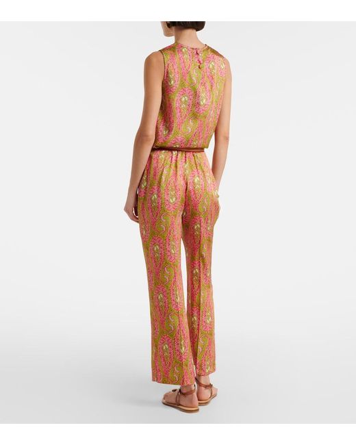 Etro Orange Paisley Bootcut Pants