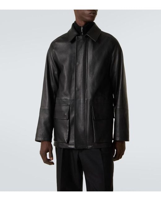 Saman Amel Black Leather Jacket for men