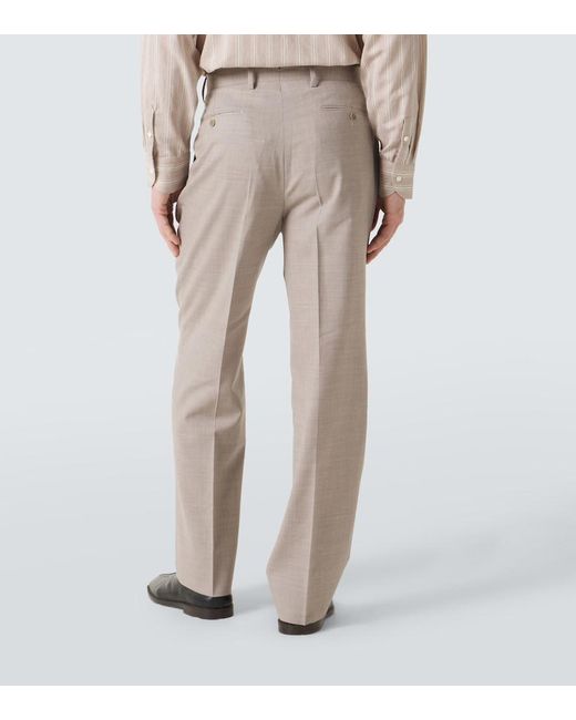 STÒFFA Gray Pleated Wool Wide-Leg Pants for men