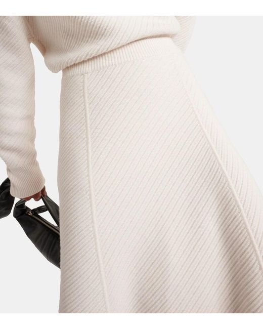 Joseph White Ribbed-Knit Wool-Blend Midi Skirt