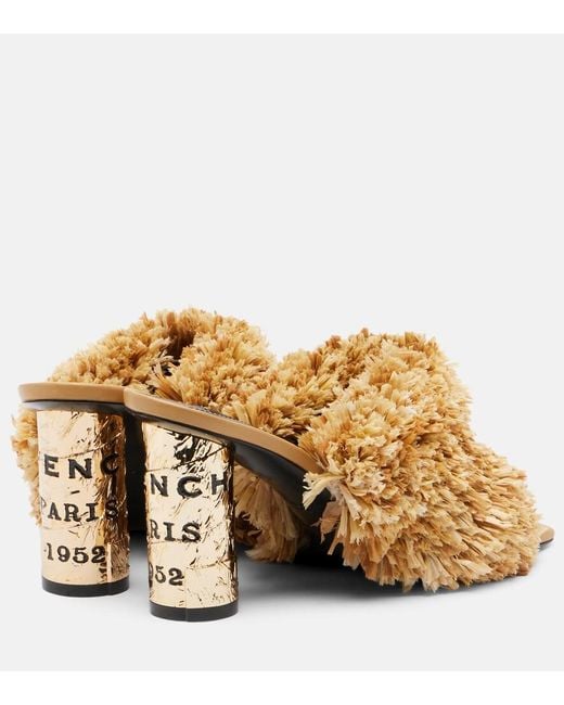 Givenchy Metallic Tape Raffia-Effect Mules
