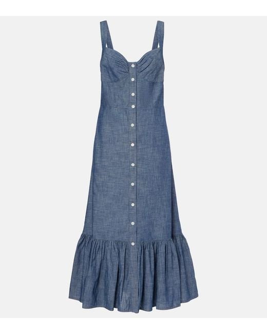 Polo Ralph Lauren Blue Cotton Chambray Maxi Dress