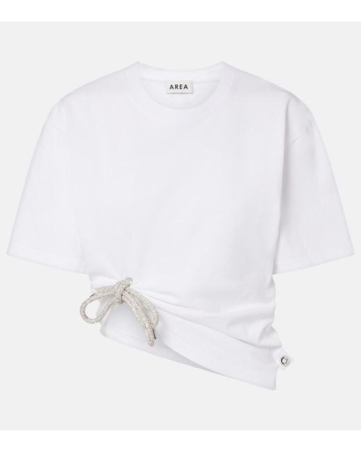 Area White Embellished Cotton Jersey T-Shirt