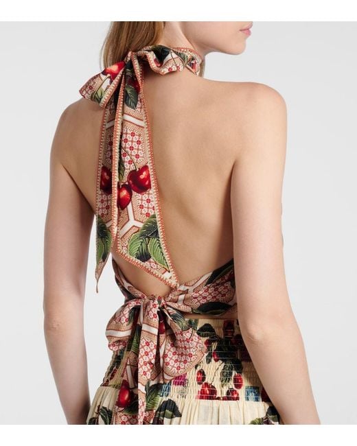 Camilla Red Notes From The Road Printed Silk Top