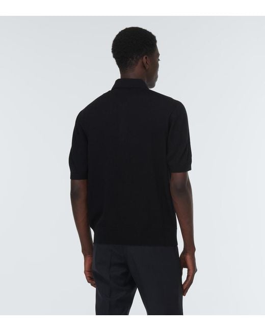 Burberry Black Wool And Silk Polo Top for men