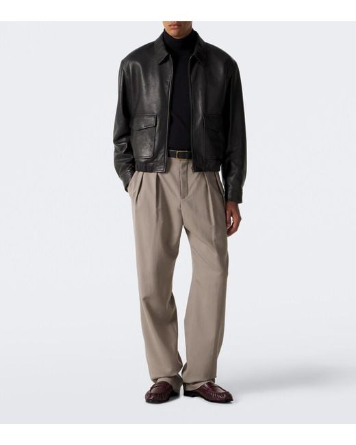 Saint Laurent Black Leather Blouson Jacket for men