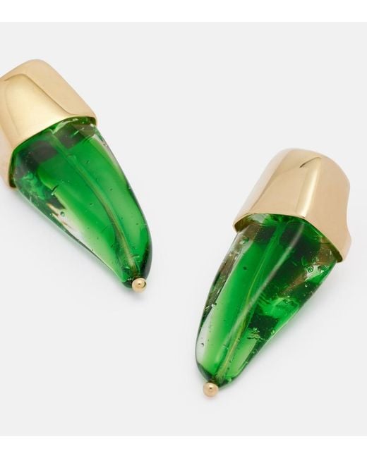 Bottega Veneta Green Prisma Glass Earrings