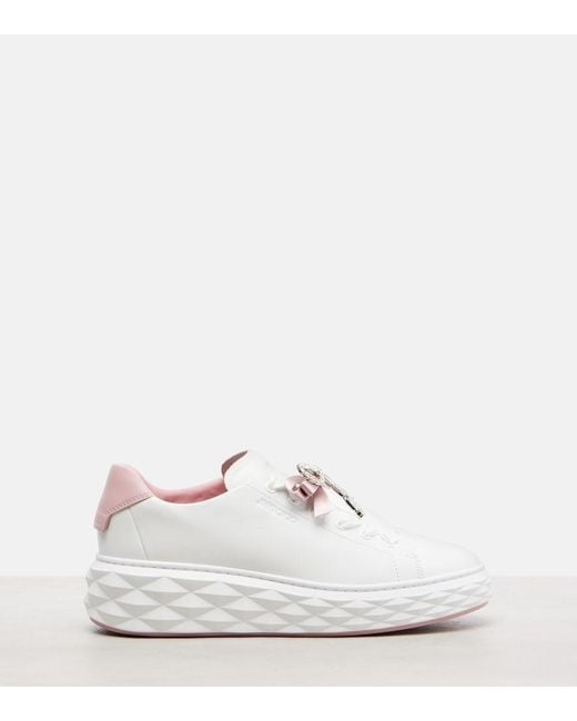 Jimmy Choo White Diamond Light Maxi Leather Sneakers