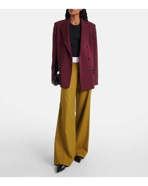 Victoria Beckham Green Gerade High-Rise-Hose
