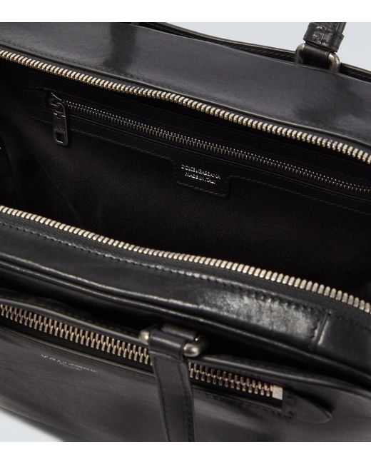 Dolce & Gabbana Black Ellis Leather Briefcase for men