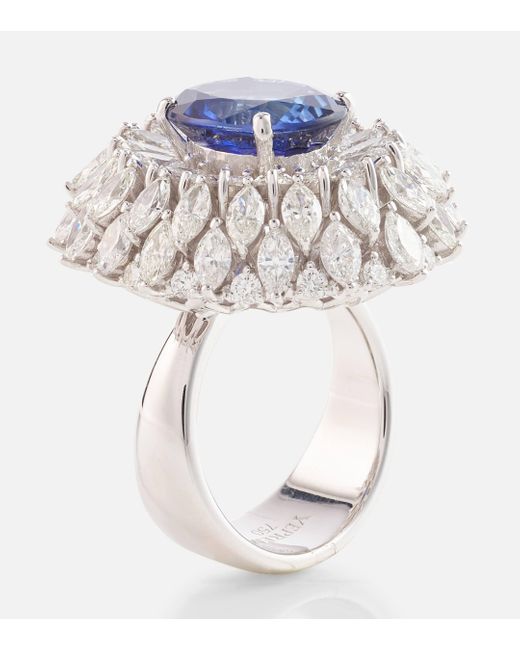YEPREM Blue Reign Supreme 18kt White Gold Ring With Sapphire And Diamonds