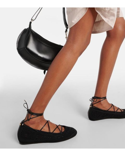Isabel Marant Black Belna Open-Knit Ballet Flats