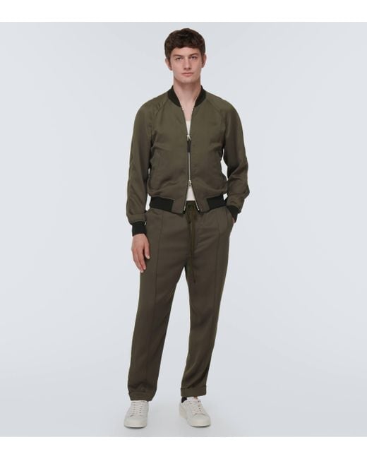 Tom Ford Green Zip-Up Bomber Jacket for men