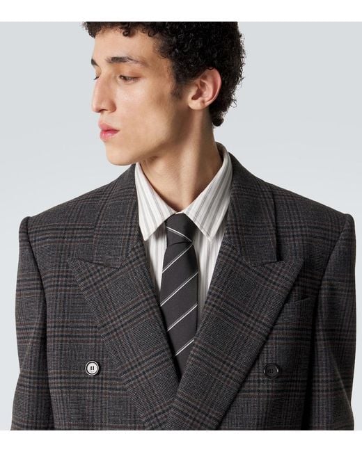 Saint Laurent White Striped Silk Twill Tie for men