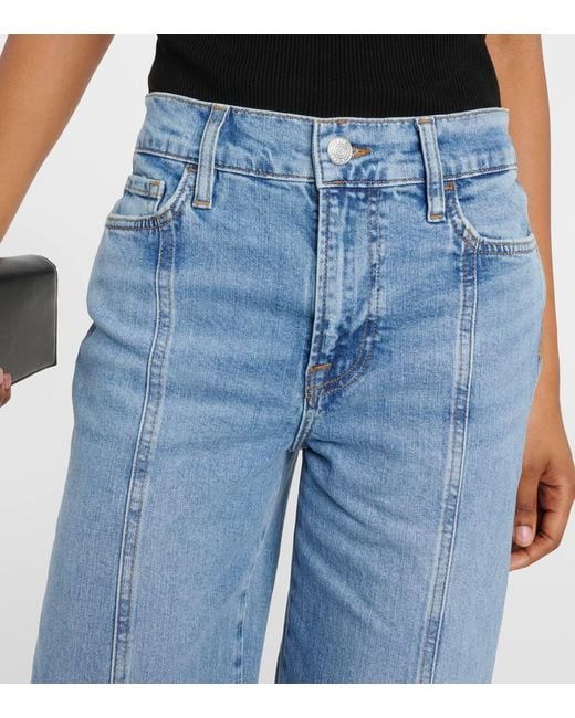 FRAME Blue High-Rise Wide-Leg Jeans Le Slim Palazzo